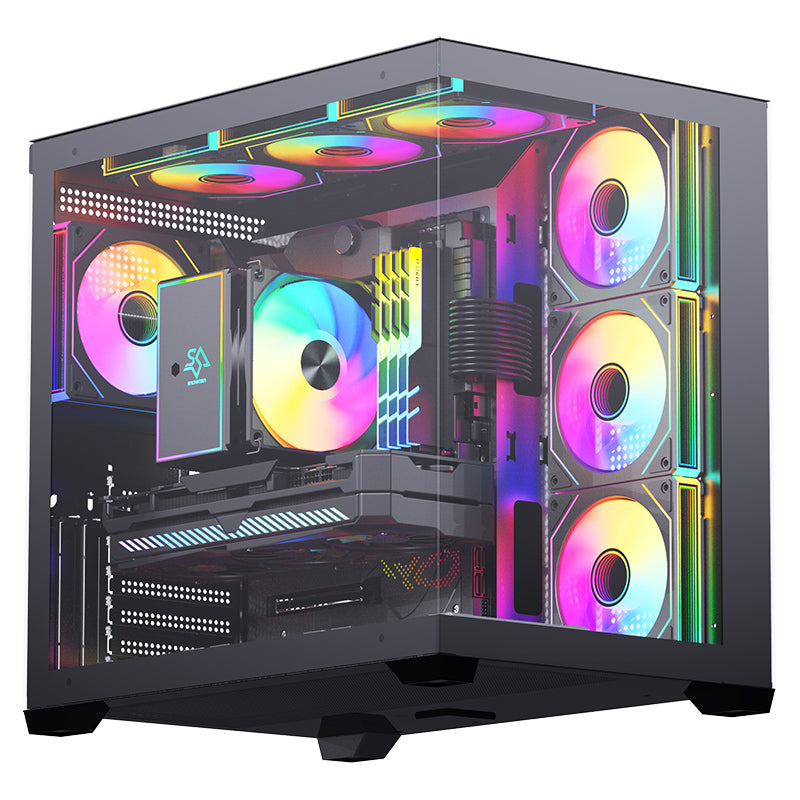 PC Gehäuse Computer Case Gaming ATX M-ATX Mini-ITX schwarz Midi Tower SNOWMAN