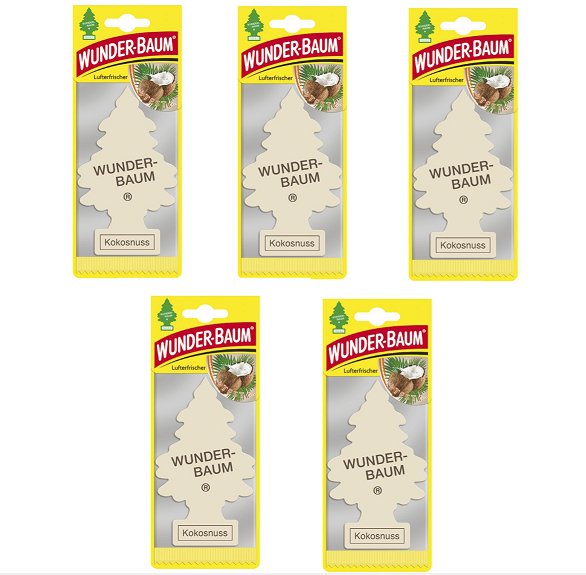5x Wunderbaum Kokosnuss Duft Baum Autoduft Auto Lufterfrischer Spiegel Raumduft