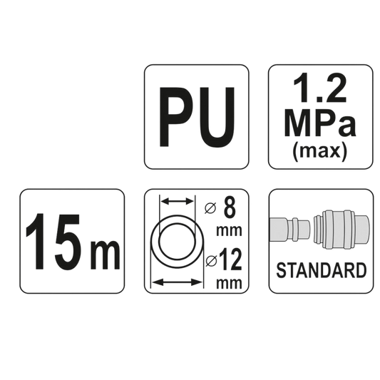 Spiralschlauch Schnellanschluss 8mmx12mmx15m Druckluftschlauch Pressluftschlauch
