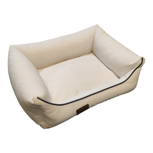 Hundebett Hundekorb Hundekissen Hundesofa Liegeplatz Kunstleder Gr. XL Weiß