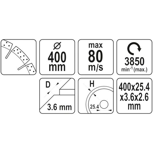 Diamant-Trennscheibe 400 x 25,4 Fliesen Beton Mauerwerk Stein Granit Ziegel