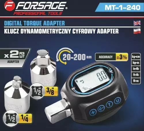 Elektronischer Drehmoment Adapter Digital 20-200Nm für Ratsche 1/2 1/4 3/8 Zoll