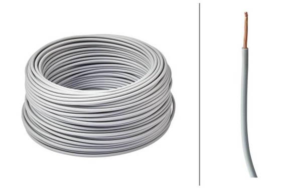 1m 1,5mm² Kabel Leitung Stromkabel Fahrzeugkabel Kupferkabel grau 12V 24V KFZ