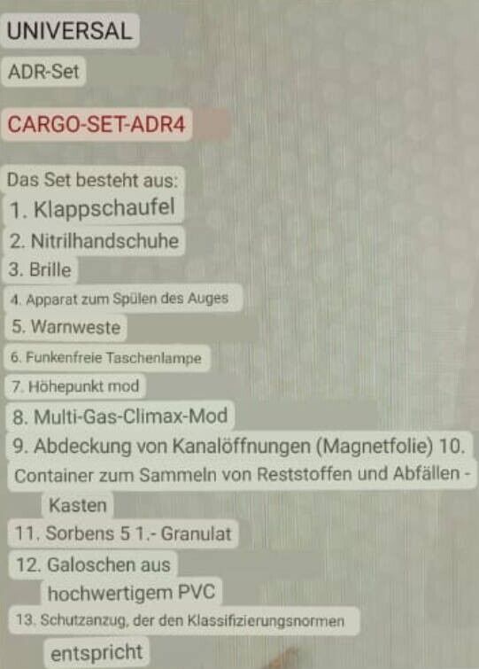 LKW Gefahrgutausrüstung ADR 4 Schutzausrüstung Gefahrgutkoffer DAF MAN Mercedes
