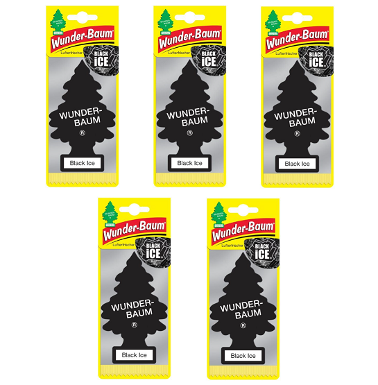 5x Wunderbaum Black Ice Duft Baum Autoduft Auto Lufterfrischer Spiegel Raumduft