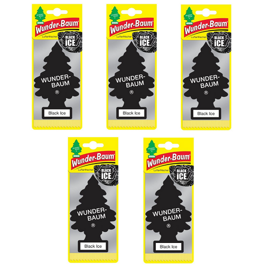 5x Wunderbaum Black Ice Duft Baum Autoduft Auto Lufterfrischer Spiegel Raumduft