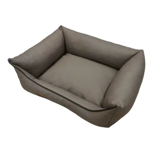 Hundebett Hundekorb Hundekissen Hundesofa Liegeplatz Kunstleder Gr. S Grau