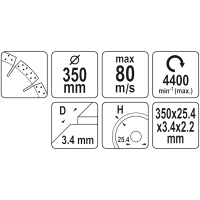 Diamant-Trennscheibe 350 x 25,4 Fliesen Beton Mauerwerk Stein Granit Ziegel