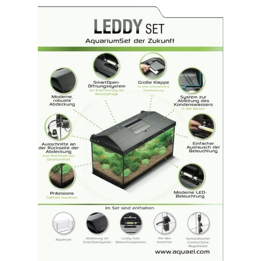 AQUAEL Aquarium komplett Set LEDDY 60 LED Beleuchtung Abdeckung Filter Heizer
