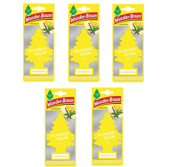 5x Wunderbaum Vanillaroma Baum Autoduft Auto Lufterfrischer Spiegel Raumduft
