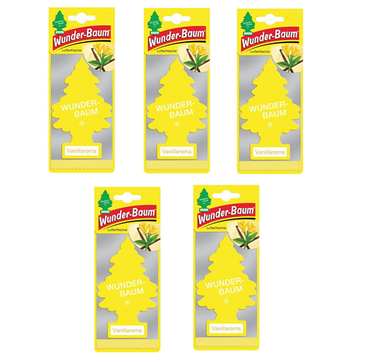 5x Wunderbaum Vanillaroma Baum Autoduft Auto Lufterfrischer Spiegel Raumduft