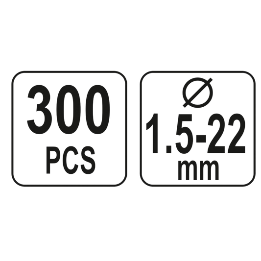 E-Typ Sicherungsringe Sortiment 300tlg Sprengring 1,5-22 mm Seegerring