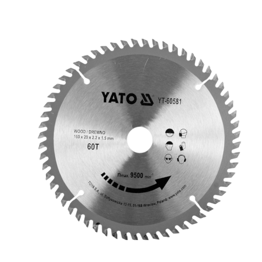 Kreissägeblatt Holzsäge 160x20x2,2x1,5mm 60T TCT Sägeblatt Scheibe 9500min1