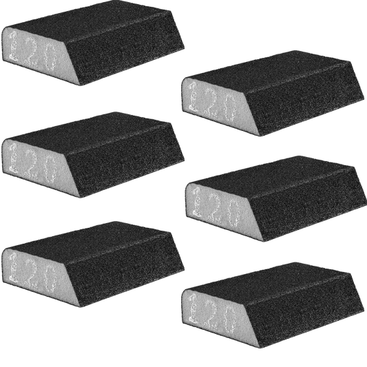 6x Universal Schleifschwamm Schleifklotz K120 auswaschbar mittel 98x25x68