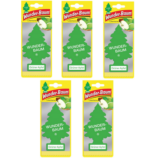 5x Wunderbaum Grüner Apfel Baum Autoduft Auto Lufterfrischer Spiegel Raumduft
