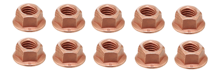 Elring 10 Kupfermuttern M8 x 1,25 Krümmer SW 12 Cu-Mutter Auspuff Selbstsichernd