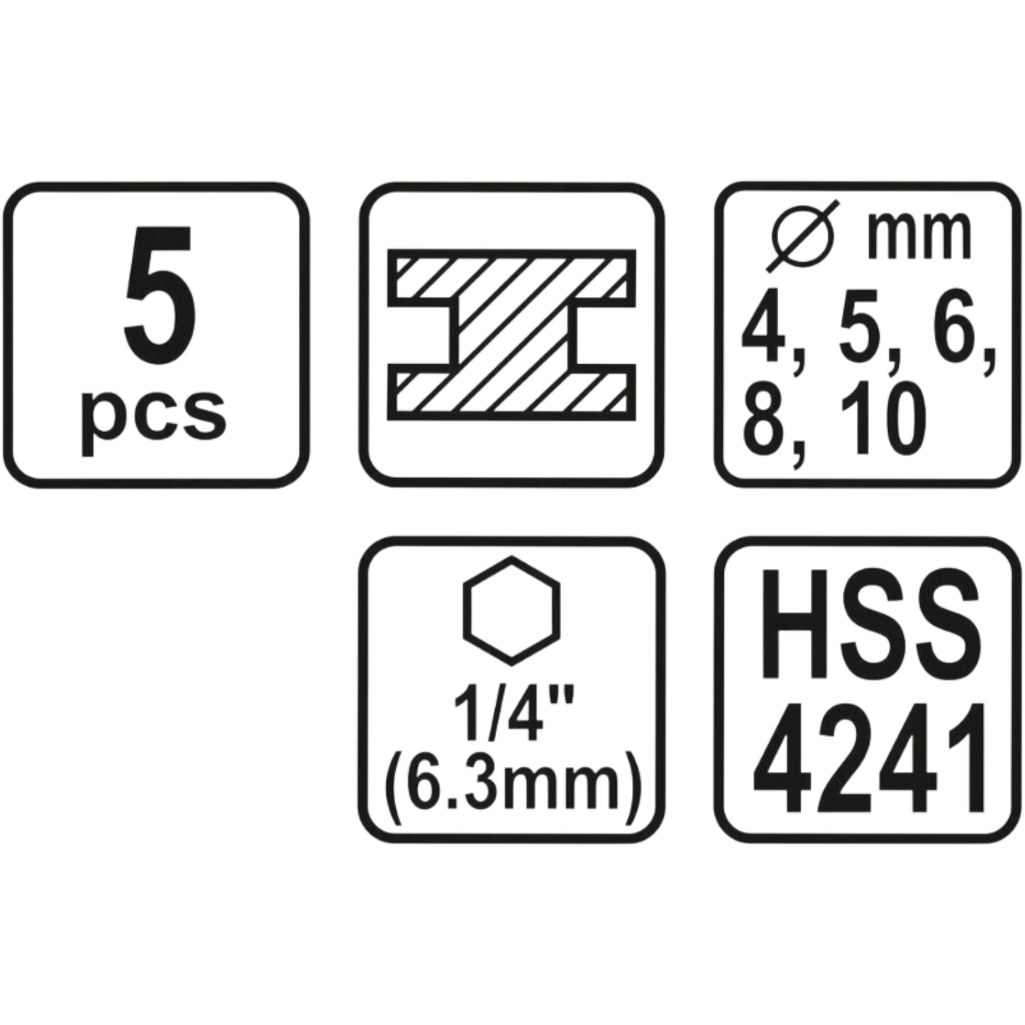 5 Metallbohrer Spiralpohrer Bohrer Satz HSS Hex Sechskant Aufnahme 4 5 6 8 10 mm