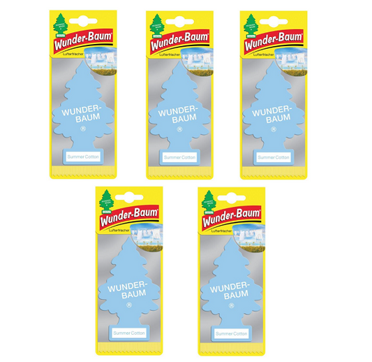 5x Wunderbaum Summer Cotton Baum Autoduft Auto Lufterfrischer Spiegel Raumduft