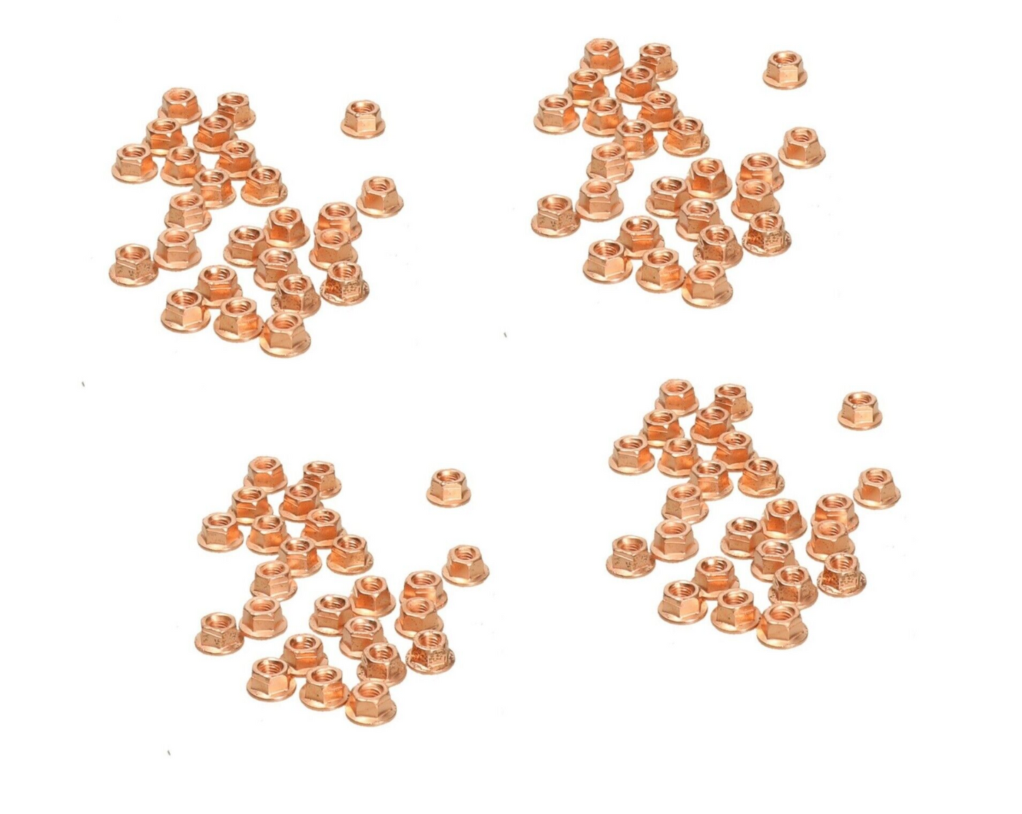 100 Kupfermuttern M6 x 1,0 Krümmer Bund SW 10 Cu-Mutter Auspuff Selbstsichernd