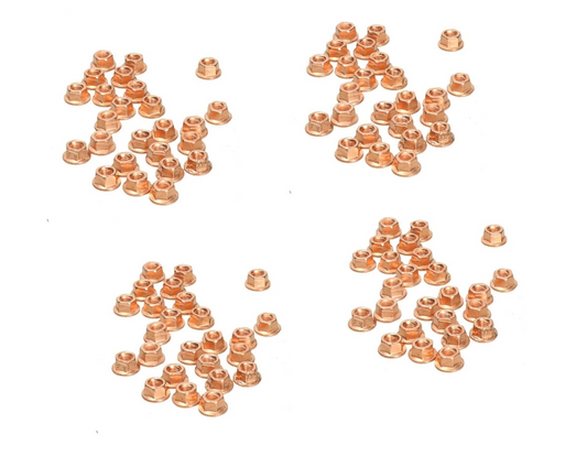 100 Kupfermuttern M6 x 1,0 Krümmer Bund SW 10 Cu-Mutter Auspuff Selbstsichernd