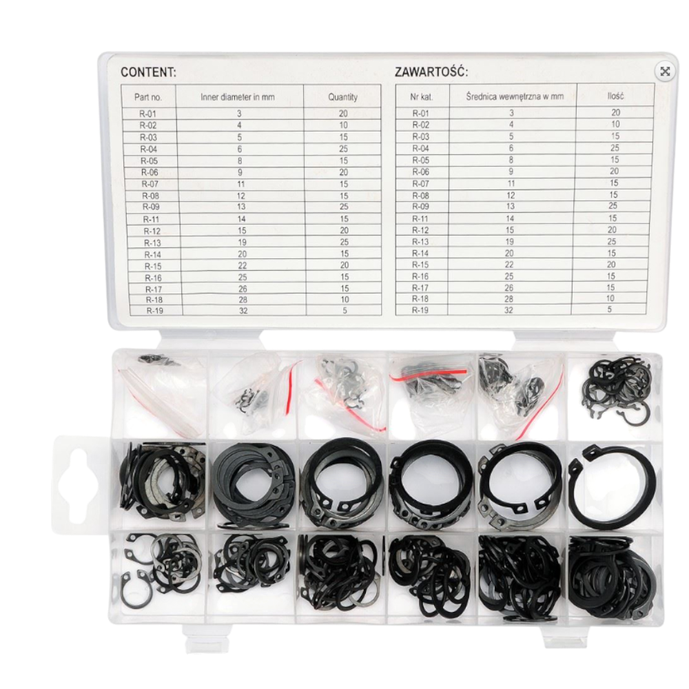 Seegerring Außen Sortiment 300 tlg. Sicherungsring Sprengring 3-32mm Seegeringe