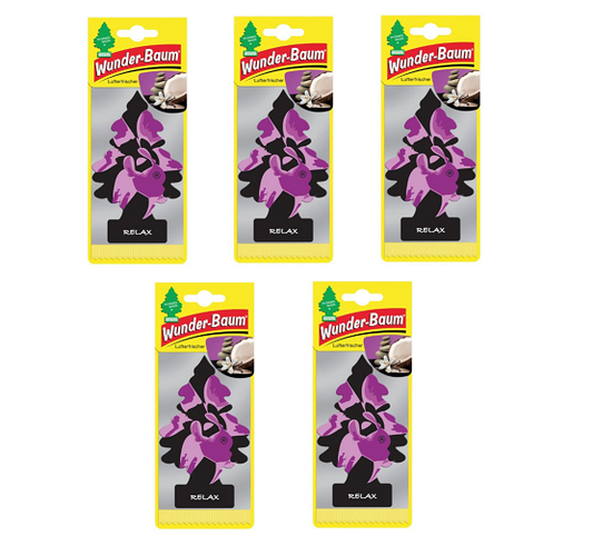 5x Wunderbaum Relax Duft Baum Autoduft Auto Lufterfrischer Spiegel Raumduft