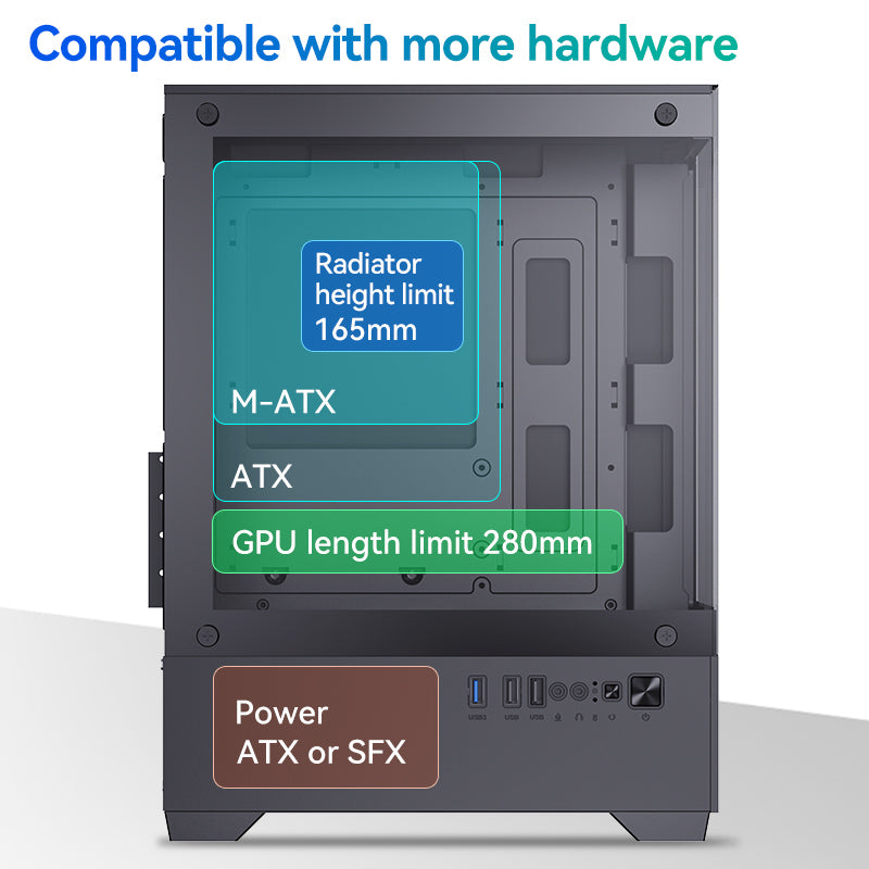 PC Gehäuse Computer Case Gaming Mikro-ATX MicroATX Weiss Compact Tower SNOWMAN