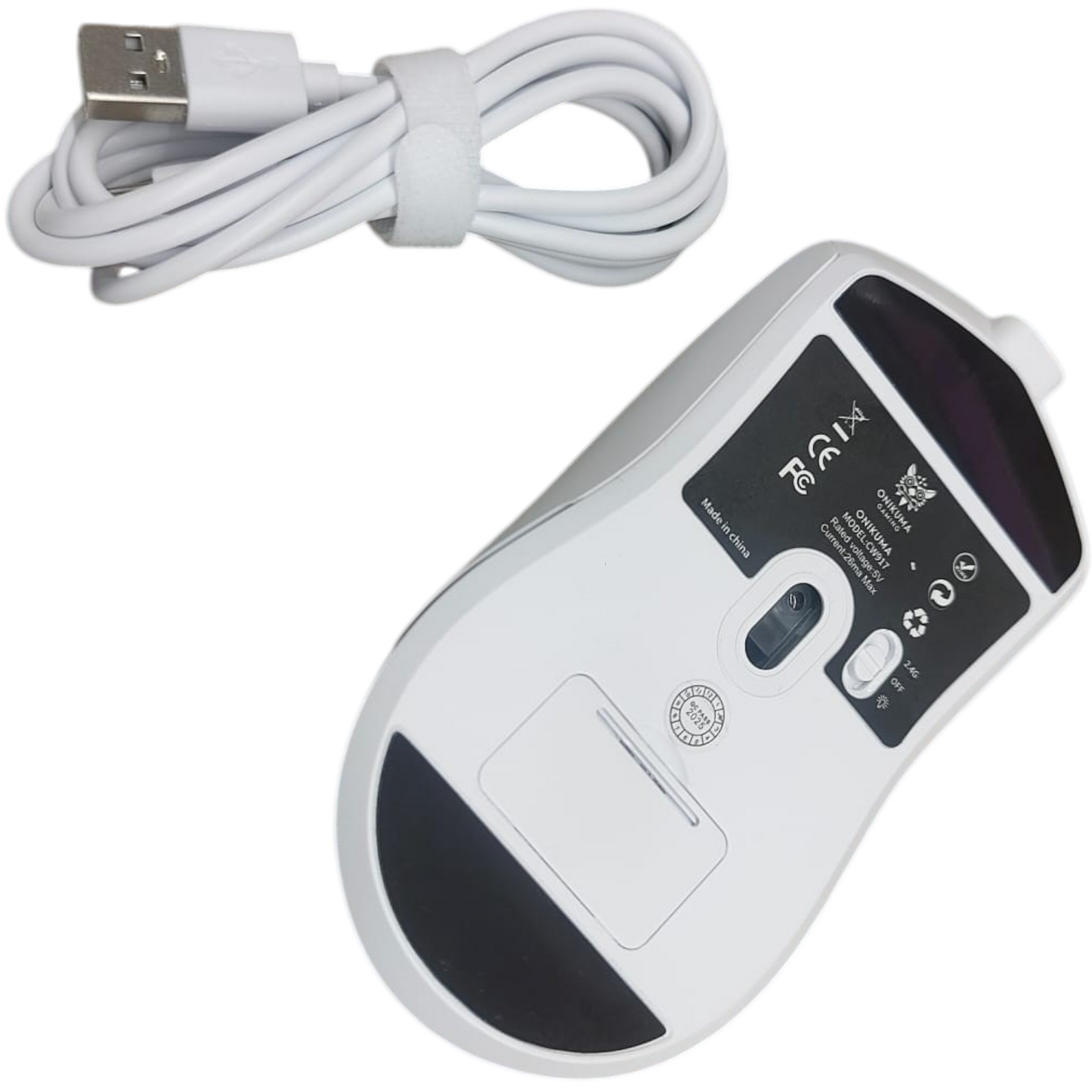 Onikuma Gaming Mouse Ergonomisch Spieler Maus LED Weiß 800-4800 dpi Funk Kabel