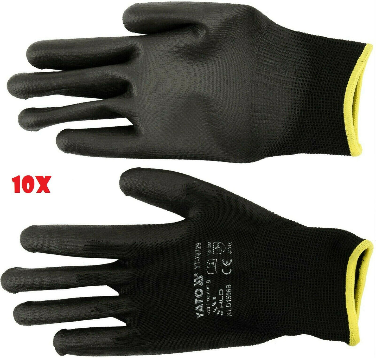 10x Yato YT-74729 work gloves assembly gloves mechanic gloves