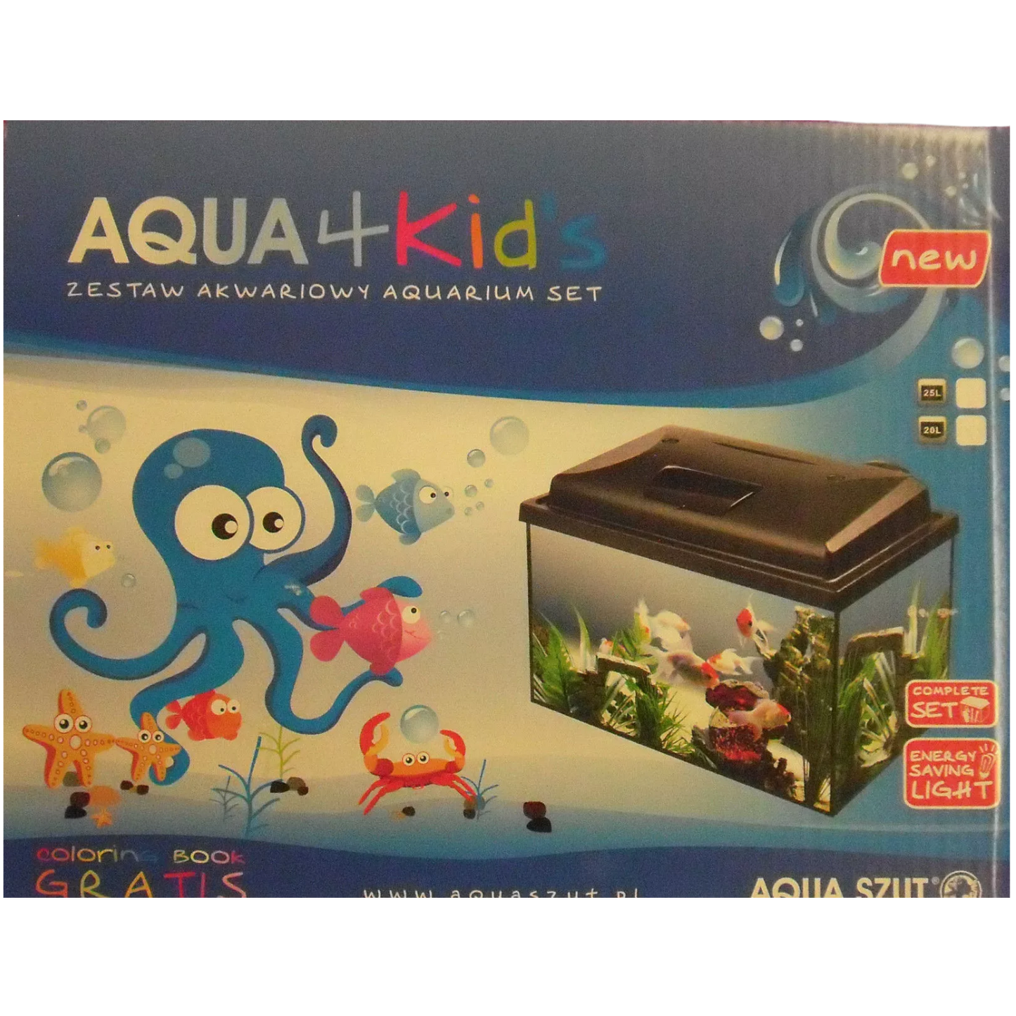 AquaSzut Aqua4Kids Aquarien Set 25L Becken Komplett Aquarium Glas 40x25x25 Nano