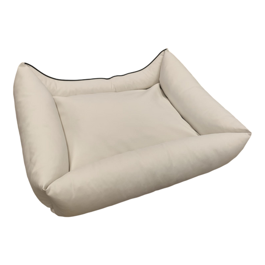 Hundebett Hundekorb Hundekissen Hundesofa Liegeplatz Kunstleder Gr. XL Weiß