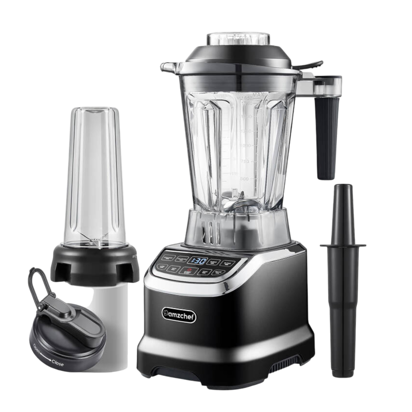 Standmixer 1800W Mixer 1.85L Bechermixer To Go Becher Smoothie Maker Schwarz