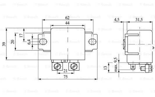 Bosch Battery separating relay on -coat starter 24V max 50a 0332002256 truck boot jeep