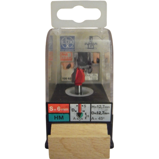 Lux Profi 105628 Fräser V-Nutfräser HM 12,7 x 12,7 x 6 mm 45°