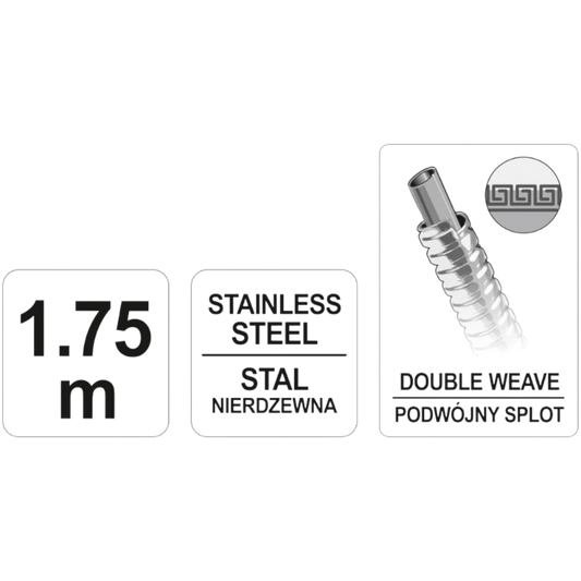 Duschschlauch Brauseschlauch 175cm Edelstahl 1,75m Chrom Standartanschluss 1/2"