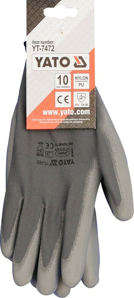 10 pairs of Yato YT-7472 work gloves XL gray assembly gloves nylon size 10