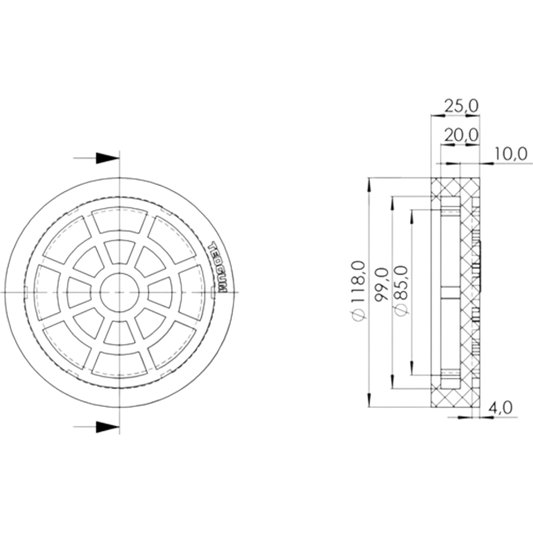 Auflagenteller Gummiteller Auflagepunkt Rangierheber Hebebühne 25mm 99mm 118mm