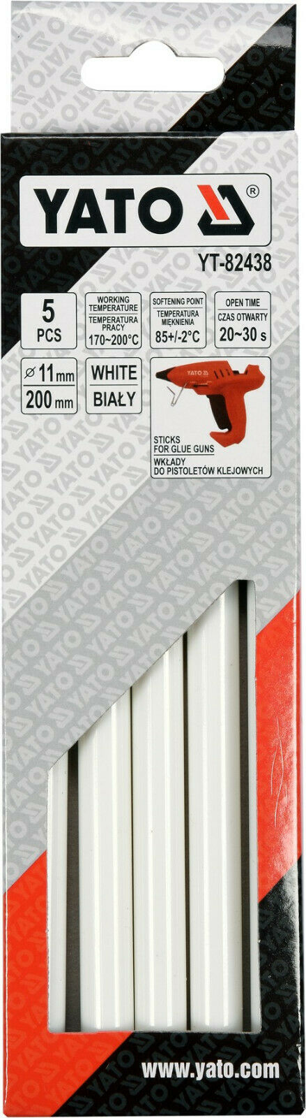 Yato YT-82438 Heißklebesticks weiß 5tlg Heißklebepistole Heißkleber Klebesticks