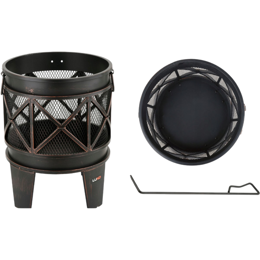 Feuerstelle 42 x 53 cm Feuerschale Holz Lagerfeuer Garten Terrasse Stahl Tonne