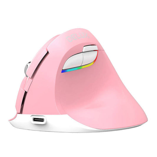 Maus Vertikalmaus pink rosa kabellos M618Mini 2400DPI Blootooth 2,4G ergonomisch Delux