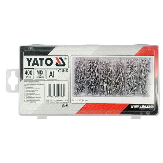 Alu Blindnieten Nieten Sortiment 400st Popnieten Set 2,4-3,2-4,0-4,8 mm Nieten