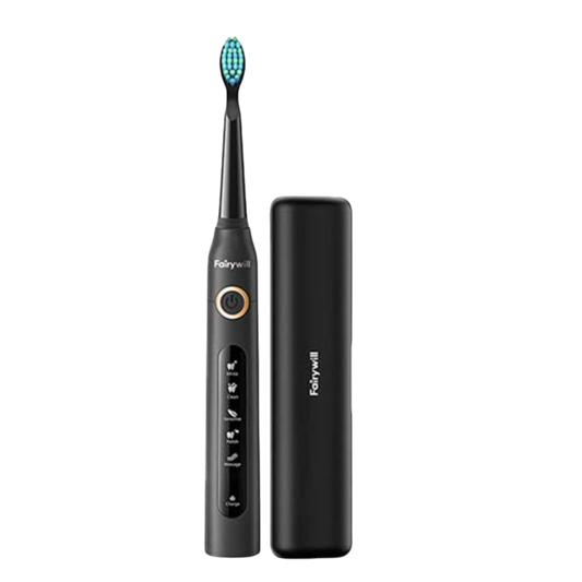 Schallzahnbürste FairyWill Elektrische Zahnbürste IPX7 Wasserdicht Schwarz