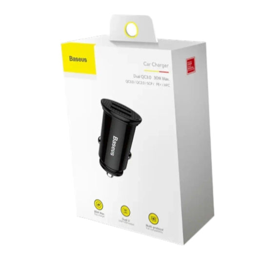 Autoladegerät Ladegerät rund mit 2xUSB QC3.0 5A 30W Schnelllader LED Doppel-USB