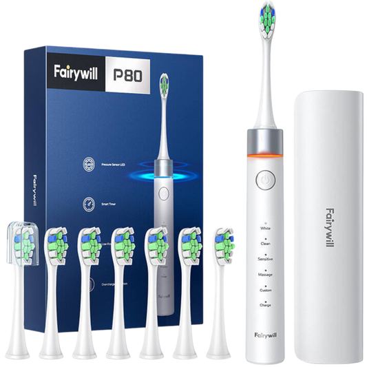 Schallzahnbürste FairyWill P80 Elektrische Zahnbürste IPX7 Wasserdicht Weiß