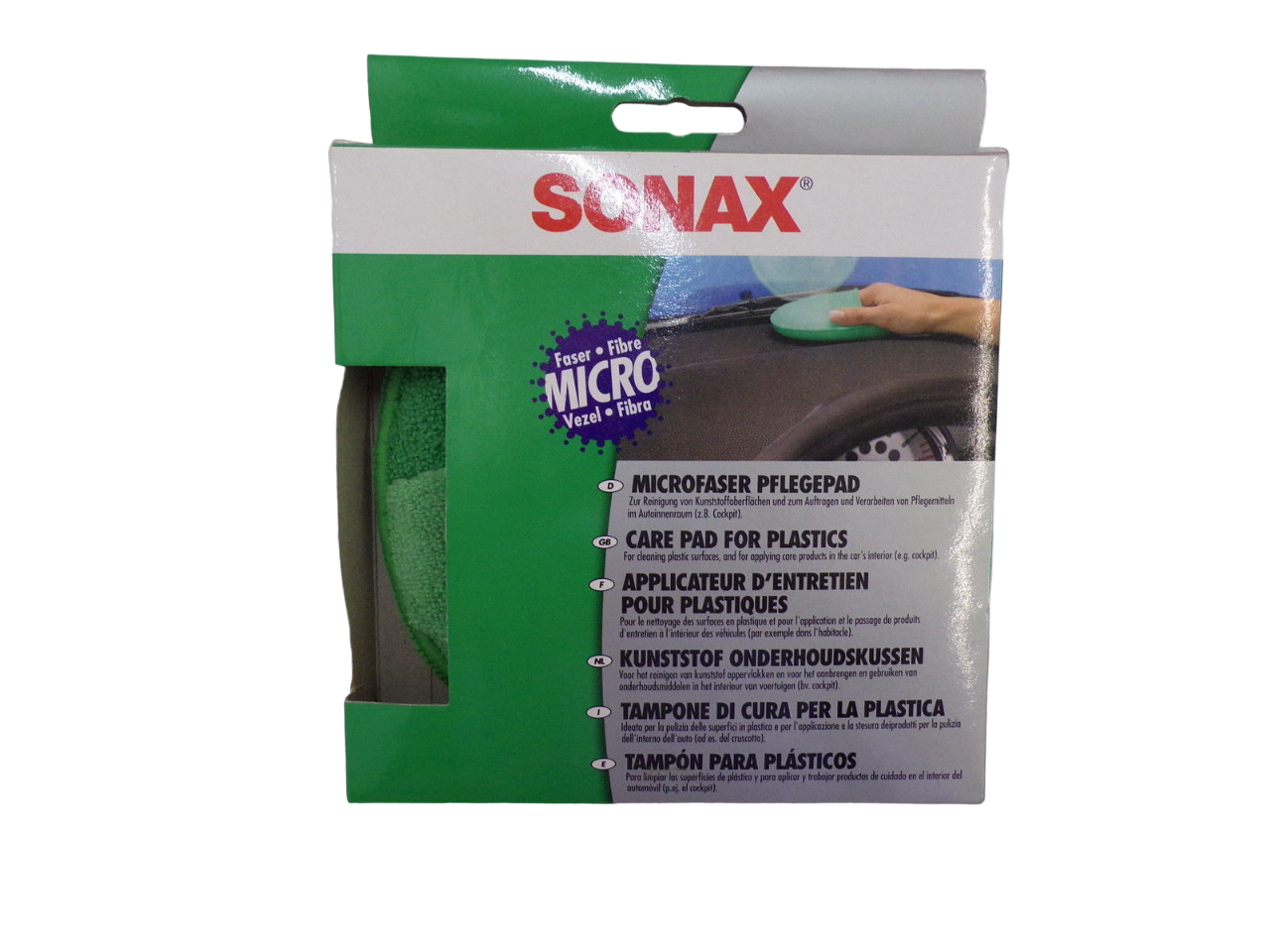 Sonax Kfz Microfaser Pflegepad für Kunststoffoberflächen Innenraum CockpitPflege