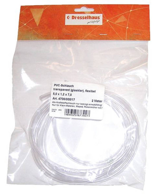 2m PVC Schlauch transparent Ø 7,4 x 5 mm Kraftstoffschlauch Scheibenwaschanlage