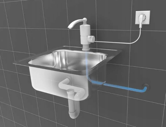 Waschbeckenamatur Durchlauferhitzer Wasserhahn Warmwasser elektrisch Heizung Bad