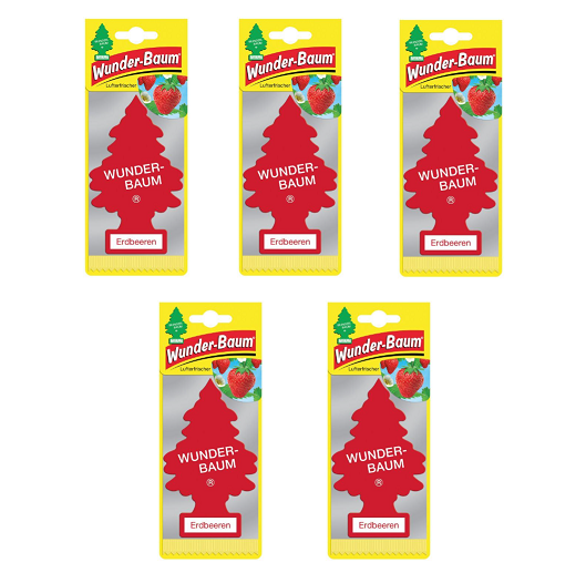 5x Wunderbaum Erdbeeren Duft Baum Autoduft Auto Lufterfrischer Spiegel Raumduft