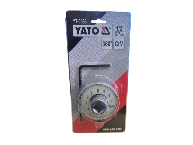 YATO Drehwinkelmesser Winkelmessgerät Winkelmesser Messuhr 0-360 Grad 1/2"