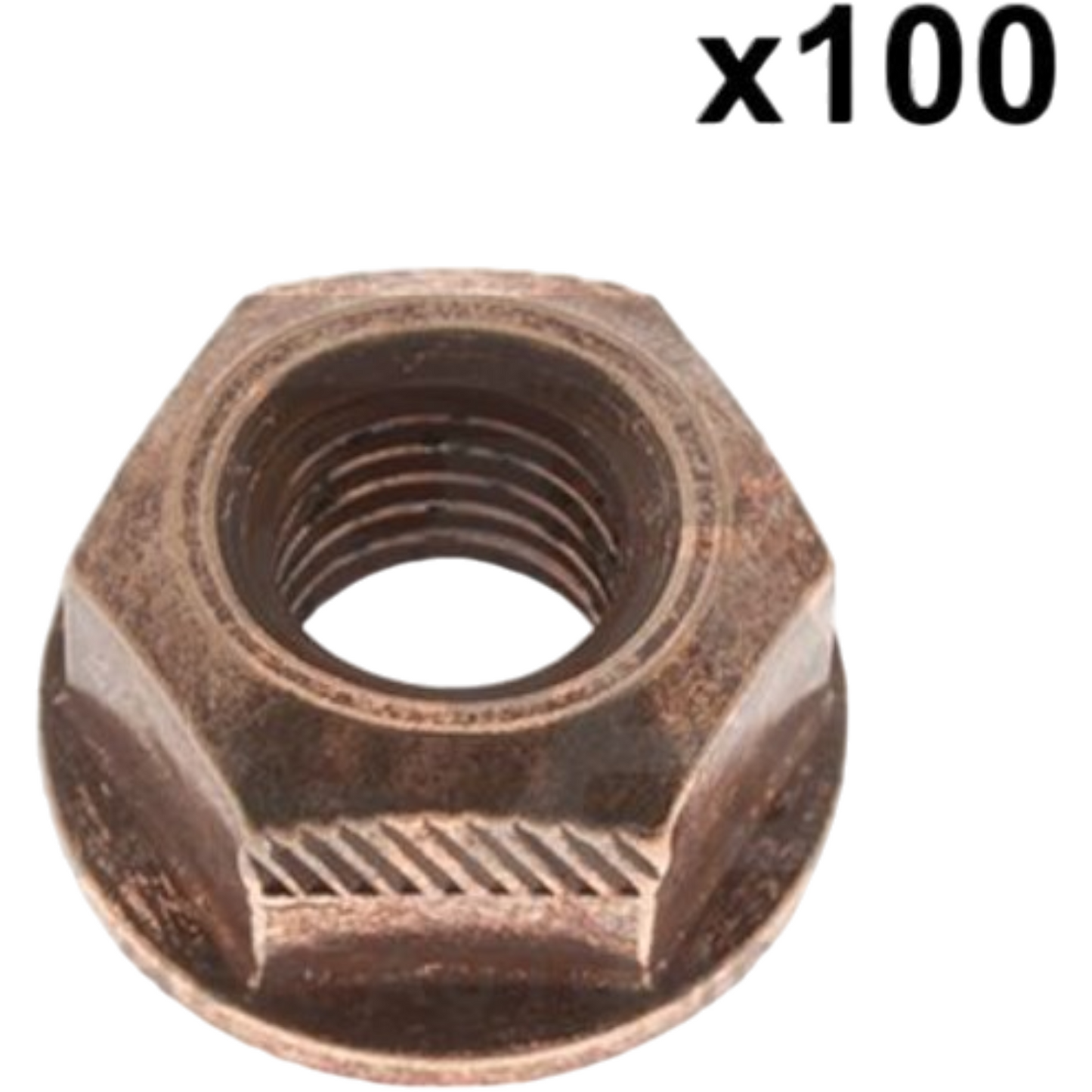 100x Kupfermutter verkupfert M10 x 1,5 SW 17 Sechskantmutter Kfz Flansch 21mm